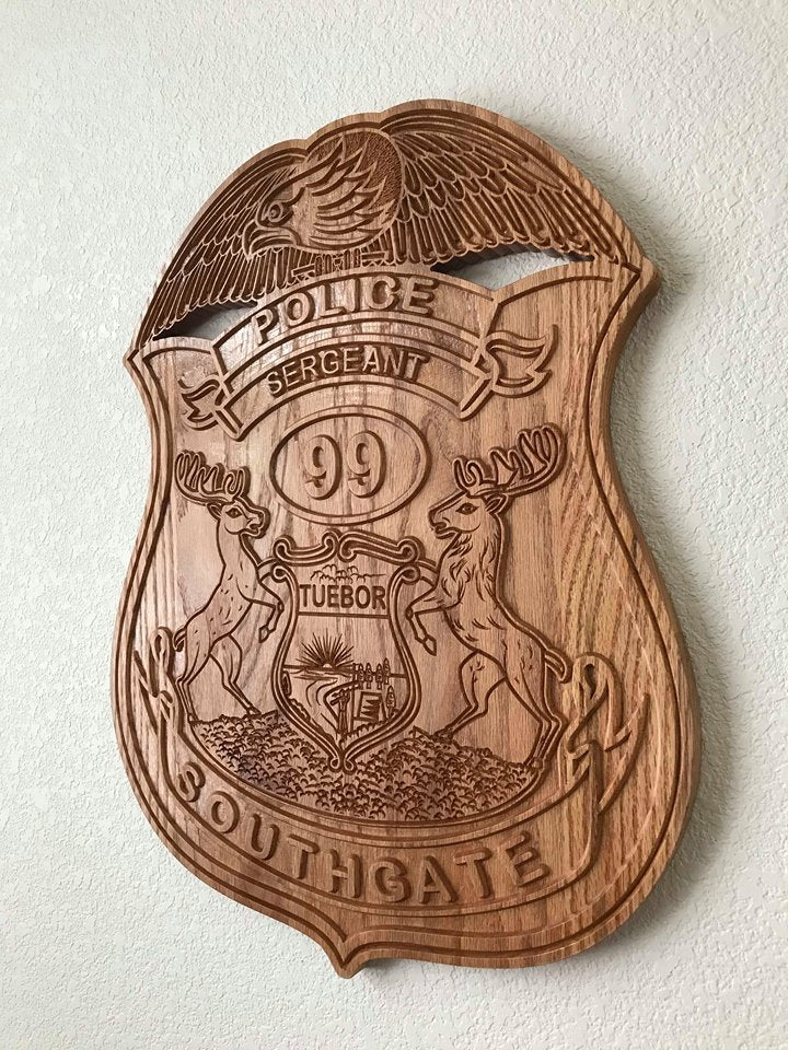 Custom Wooden Police Shield Plaques – Wyckoff's Workshop