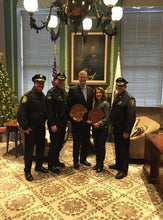 Load image into Gallery viewer, Wooden Police Shield: Medium 14"x14"x3/4"
