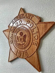 Wooden Police Shield: Large 24"x22"x3/4"