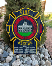 Load image into Gallery viewer, Wooden Firefighter Shield: Large 24"x22"x3/4"
