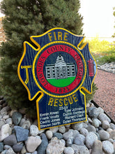 Load image into Gallery viewer, Wooden Firefighter Shield: Large 24"x22"x3/4"