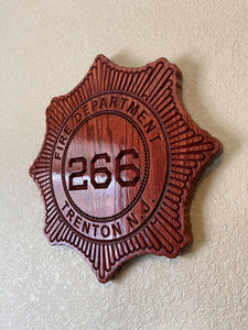 Wooden Firefighter Shield: Small 10"x10"x3/4"