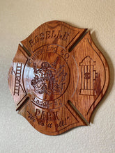 Load image into Gallery viewer, Wooden Firefighter Shield: Large 24"x22"x3/4"
