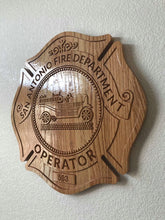Load image into Gallery viewer, Wooden Firefighter Shield: Large 24"x22"x3/4"