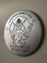 Load image into Gallery viewer, Wooden Firefighter Shield: Large 24"x22"x3/4"