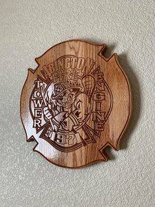 Wooden Firefighter Shield: Medium 14"x14"x3/4"