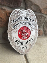Load image into Gallery viewer, Wooden Firefighter Shield: Medium 14&quot;x14&quot;x3/4&quot;