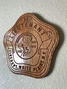 Wooden Firefighter Shield: Medium 14"x14"x3/4"
